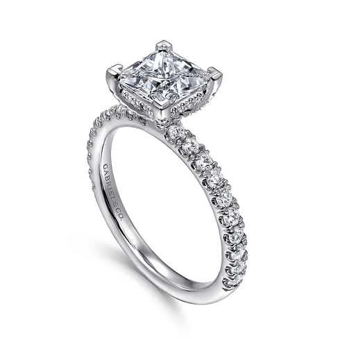 14K White Gold Princess Cut Diamond Engagement Ring