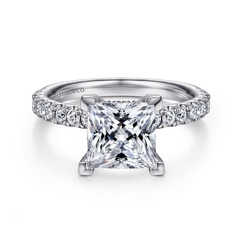 14K White Gold Princess Cut Diamond Engagement Ring