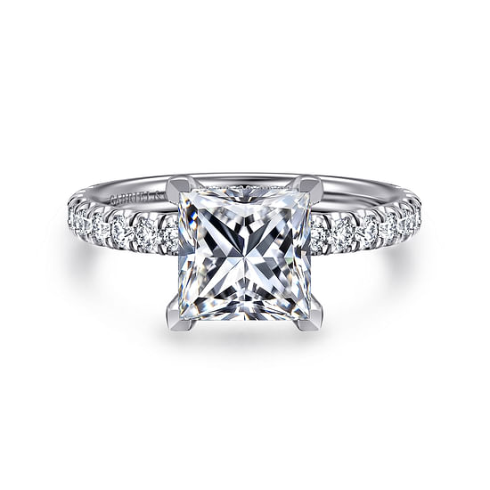 Gabriel - 14K White Gold Princess Cut Diamond Engagement Ring