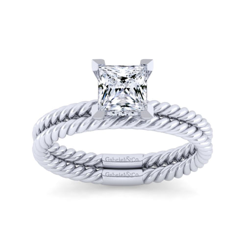 14K White Gold Princess Cut Diamond Engagement Ring