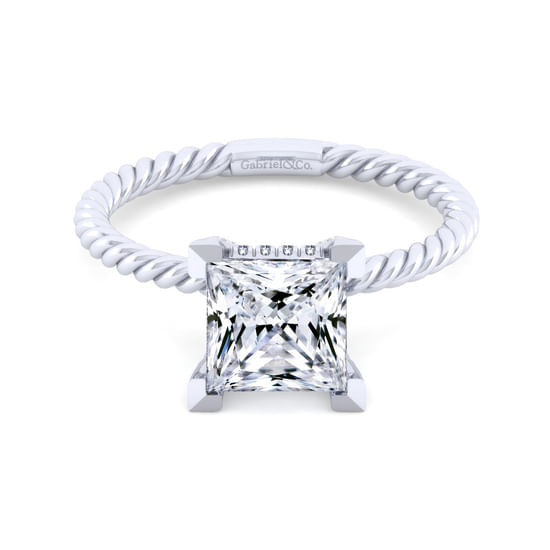 Gabriel - 14K White Gold Princess Cut Diamond Engagement Ring