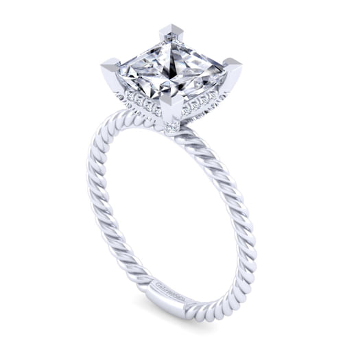 14K White Gold Princess Cut Diamond Engagement Ring