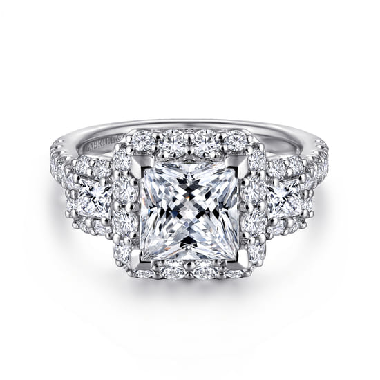 Gabriel - 14K White Gold Princess Cut Diamond Engagement Ring