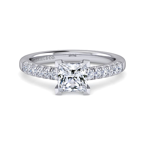 14K White Gold Princess Cut Diamond Engagement Ring