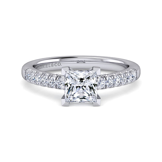 Gabriel - 14K White Gold Princess Cut Diamond Engagement Ring