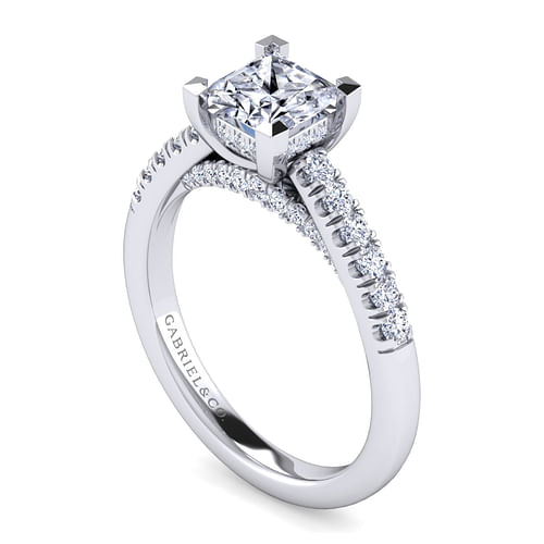 14K White Gold Princess Cut Diamond Engagement Ring