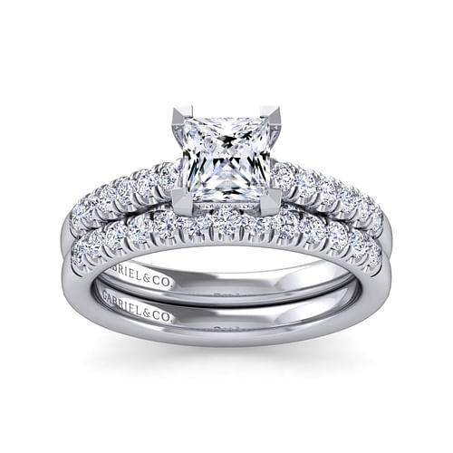 14K White Gold Princess Cut Diamond Engagement Ring