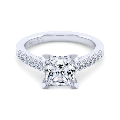 14K White Gold Princess Cut Diamond Engagement Ring
