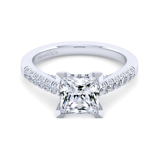 Gabriel - 14K White Gold Princess Cut Diamond Engagement Ring