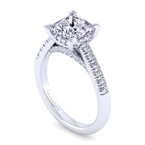14K White Gold Princess Cut Diamond Engagement Ring