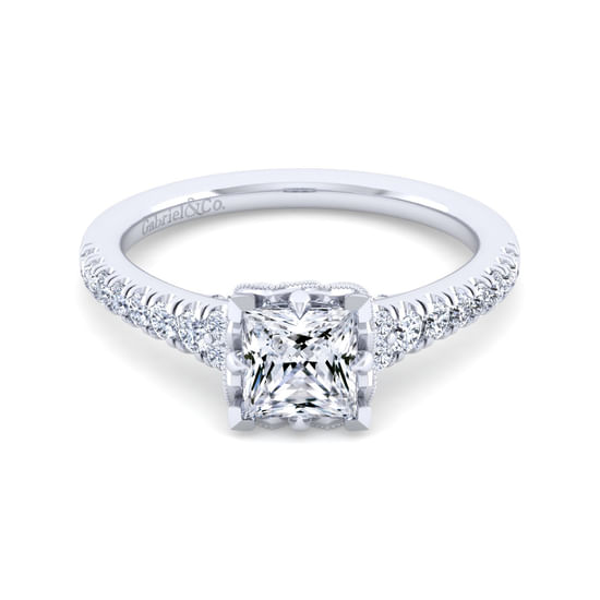 Gabriel - 14K White Gold Princess Cut Diamond Engagement Ring