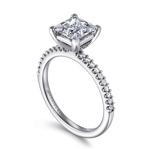 14K White Gold Princess Cut Diamond Engagement Ring