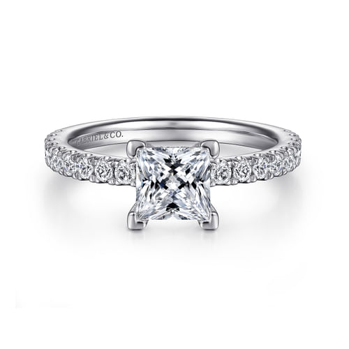 14K White Gold Princess Cut Diamond Engagement Ring