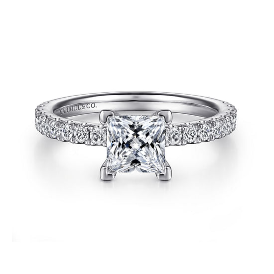 Gabriel - 14K White Gold Princess Cut Diamond Engagement Ring