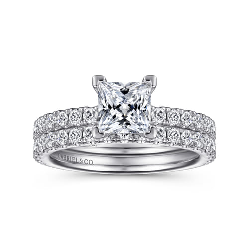 14K White Gold Princess Cut Diamond Engagement Ring