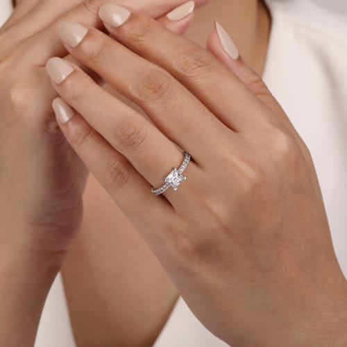 14K White Gold Princess Cut Diamond Engagement Ring