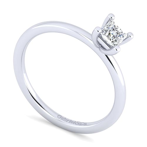 14K White Gold Princess Cut Diamond Engagement Ring