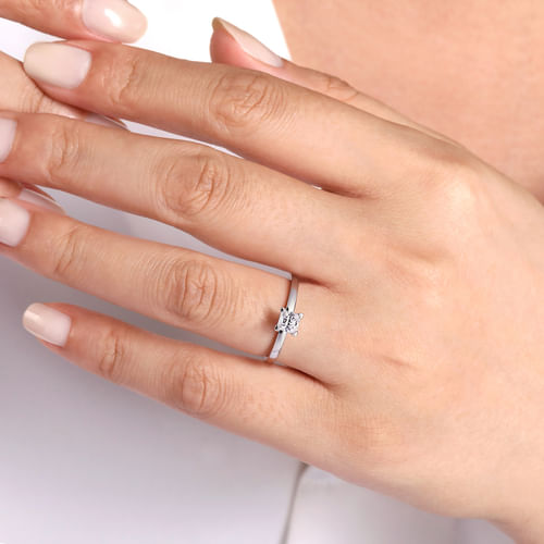 14K White Gold Princess Cut Diamond Engagement Ring