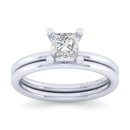 14K White Gold Princess Cut Diamond Engagement Ring