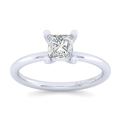 14K White Gold Princess Cut Diamond Engagement Ring