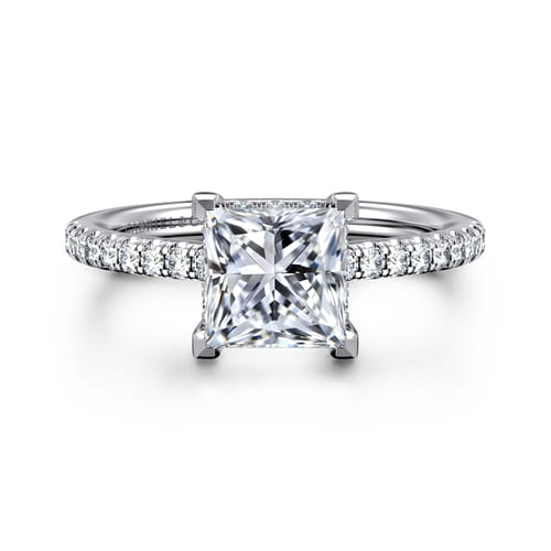 14K White Gold Princess Cut Diamond Engagement Ring