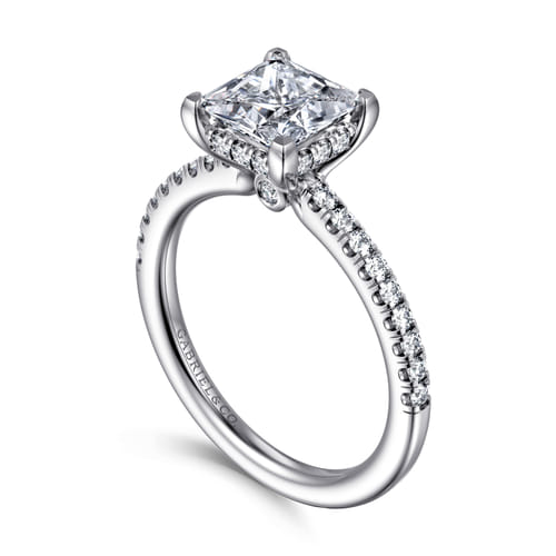 14K White Gold Princess Cut Diamond Engagement Ring