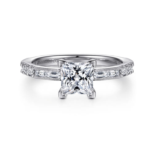 14K White Gold Princess Cut Diamond Engagement Ring