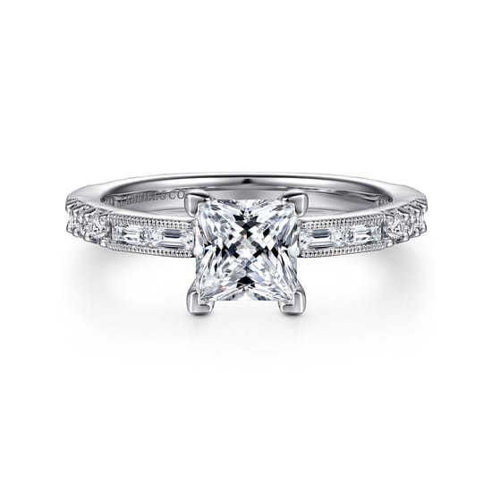 Gabriel - 14K White Gold Princess Cut Diamond Engagement Ring