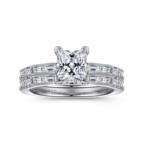 14K White Gold Princess Cut Diamond Engagement Ring