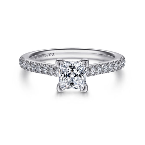 14K White Gold Princess Cut Diamond Engagement Ring