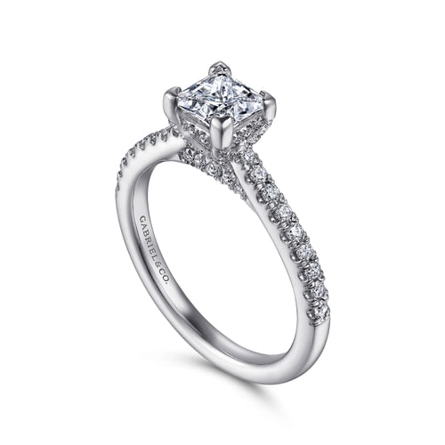 14K White Gold Princess Cut Diamond Engagement Ring