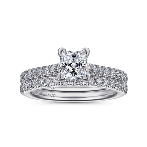 14K White Gold Princess Cut Diamond Engagement Ring