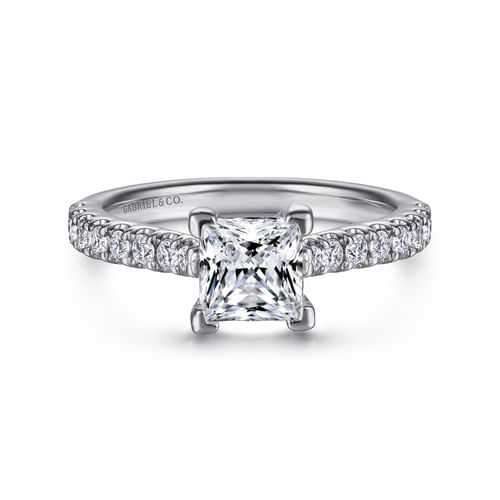14K White Gold Princess Cut Diamond Engagement Ring
