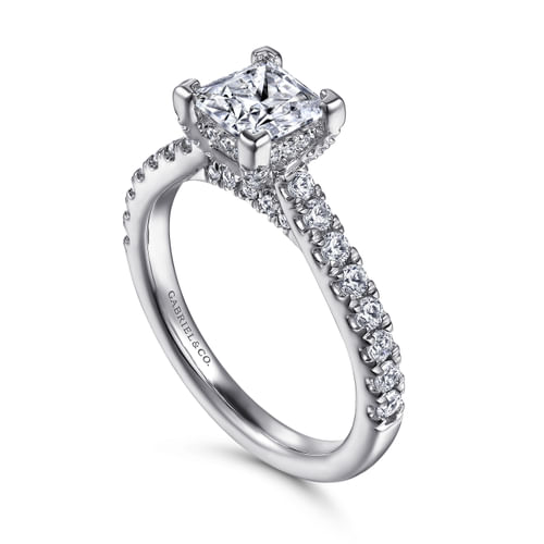 14K White Gold Princess Cut Diamond Engagement Ring