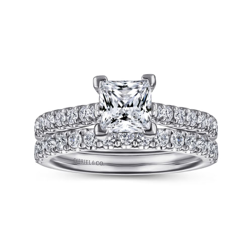 14K White Gold Princess Cut Diamond Engagement Ring