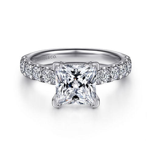 14K White Gold Princess Cut Diamond Engagement Ring