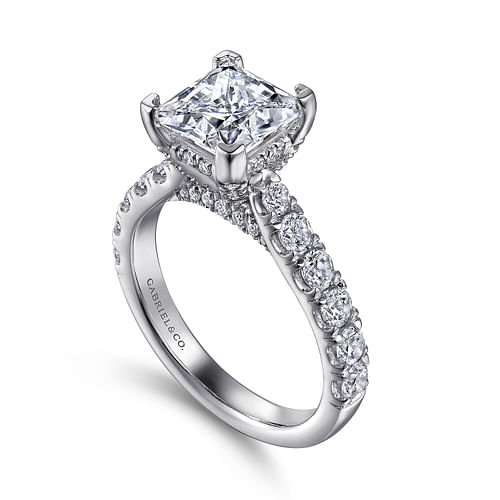 14K White Gold Princess Cut Diamond Engagement Ring