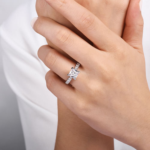 14K White Gold Princess Cut Diamond Engagement Ring