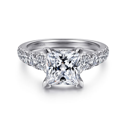 14K White Gold Princess Cut Diamond Engagement Ring