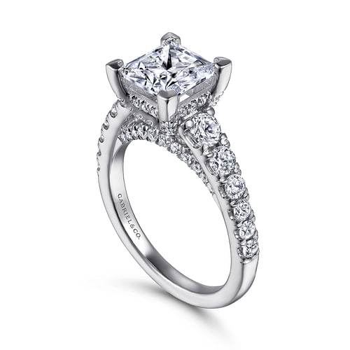 14K White Gold Princess Cut Diamond Engagement Ring