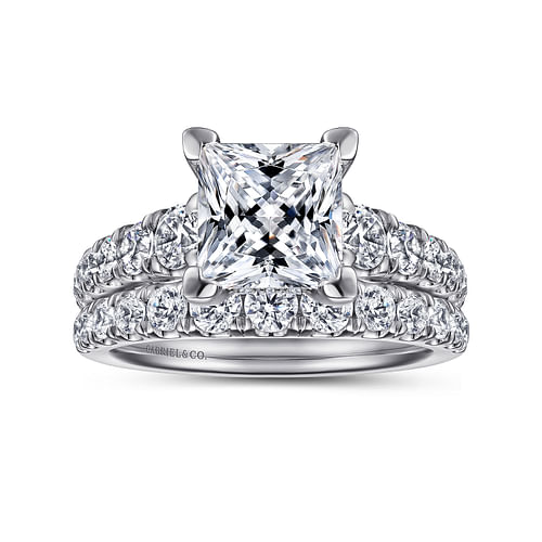 14K White Gold Princess Cut Diamond Engagement Ring