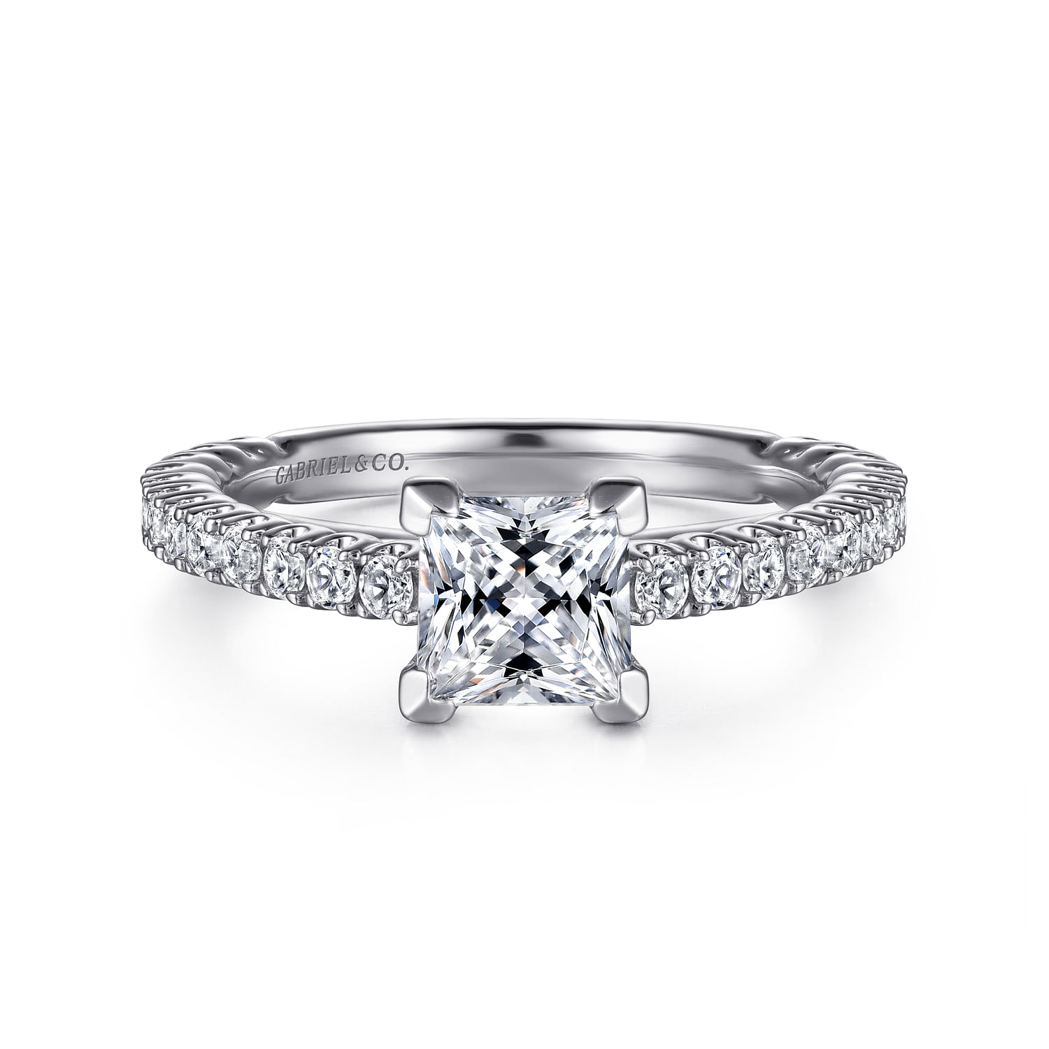 Gabriel - 14K White Gold Princess Cut Diamond Engagement Ring
