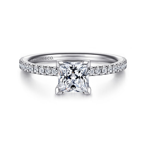 14K White Gold Princess Cut Diamond Engagement Ring