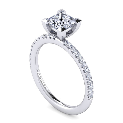 14K White Gold Princess Cut Diamond Engagement Ring