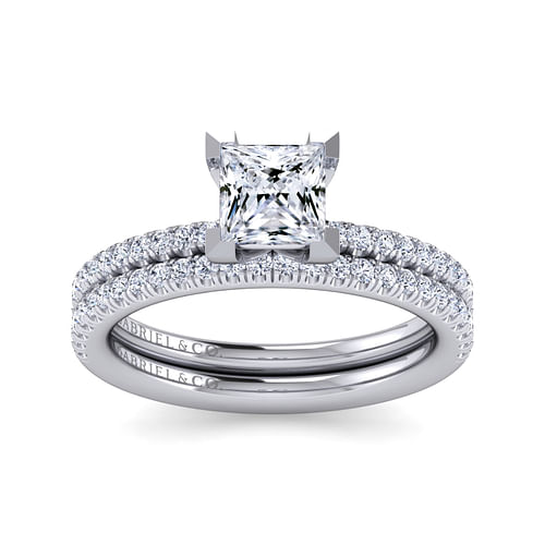 14K White Gold Princess Cut Diamond Engagement Ring
