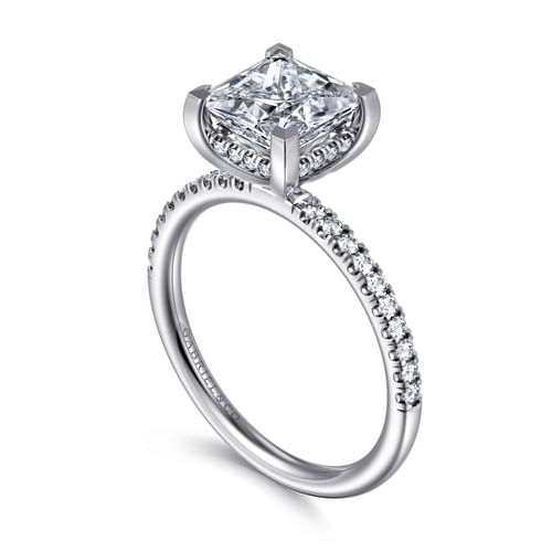 14K White Gold Princess Cut Diamond Engagement Ring