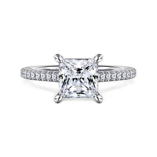 14K White Gold Princess Cut Diamond Engagement Ring