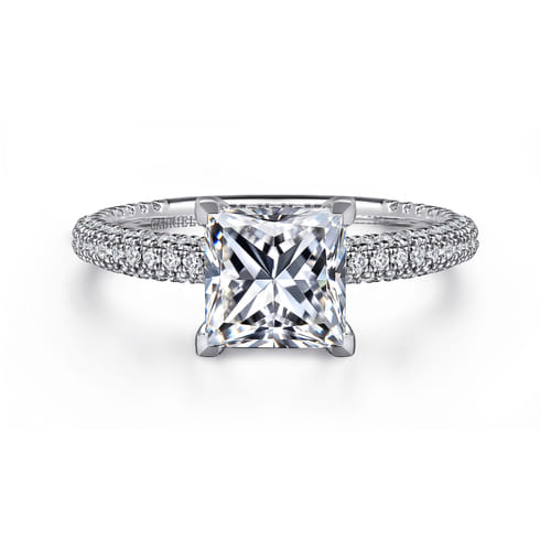 14K White Gold Princess Cut Diamond Engagement Ring