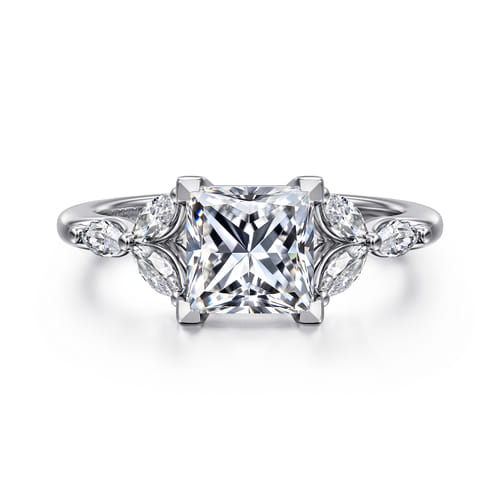 14K White Gold Princess Cut Diamond Engagement Ring