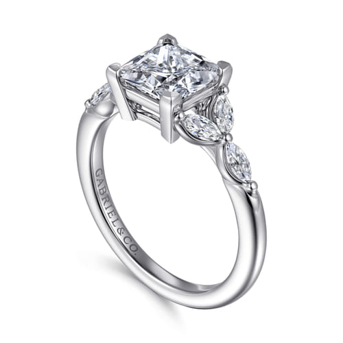 14K White Gold Princess Cut Diamond Engagement Ring